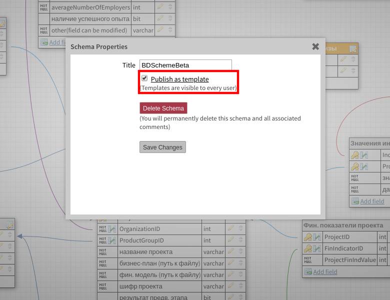 How to Publish a Schema as Template